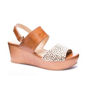 Chinese Laundry Leopard Tan Christel Wedge Sandal Women’s Sz 6.5